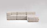 EEAZI modulares Sofa - 1 Eckelement, 2 Mittelelemente, 1 Hocker - beige