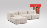 EEAZI modulares Sofa 1 Eckelement, 2 Mittelelemente, 1 Hocker in Kombination, in Beige