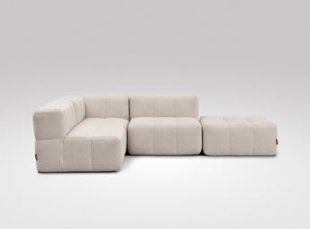 EEAZI modulares Sofa - 1 Eckelement, 2 Mittelelemente, 1 Hocker - beige