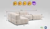 4-teiliges EEAZI-Sofa– 1 Eckelement, 2 Mittelelemente, 1 Hocker, in beiger Farbe , Version 3