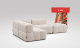 EEAZI modulares Sofa 1 Eckelement, 2 Mittelelemente, 1 Hocker in Kombination, in Beige