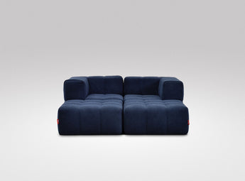 EEAZI modulares Sofa - 2 Eckelementelem, 2 Hocker - blau