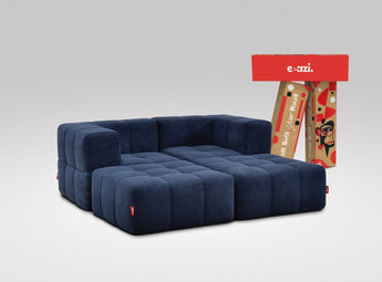 EEAZI modulares Sofa 2 Eckelementelem, 2 Hocker im Set, in blauer Farbe