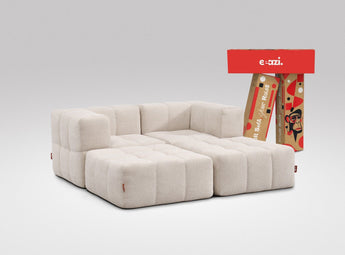EEAZI modulares Sofa 2 Eckelementelem, 2 Hocker im Set, in Beige