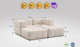 EEAZI modulares Sofa - 2 Eckelementelem, 2 Hocker - beige