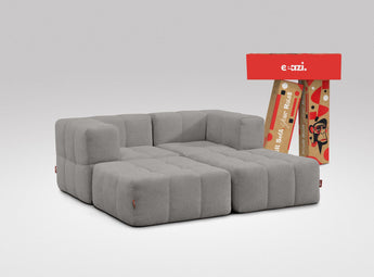 EEAZI modulares Sofa 2 Eckelementelem, 2 Hocker im Set, in grauer Farbe