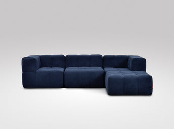 EEAZI modulares Sofa - 2 Eckelementelem, 1 Mittelelement, 1 Hocker - blau