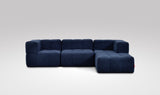 EEAZI modulares Sofa - 2 Eckelementelem, 1 Mittelelement, 1 Hocker - blau