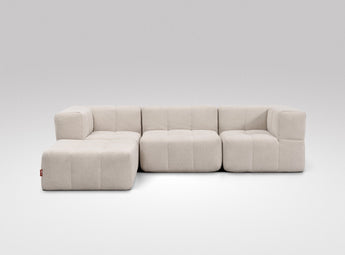 EEAZI modulares Sofa - 2 Eckelementelem, 1 Mittelelement, 1 Hocker - beige