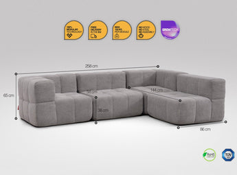 EEAZI modulares Sofa - 2 Eckelementelem, 2 Mittelelemente - grau