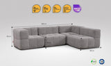 EEAZI modulares Sofa - 2 Eckelementelem, 2 Mittelelemente - grau