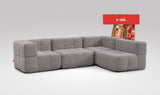 EEAZI modulares Sofa 2 Eckelementelem, 2 Mittelelemente in Kombination, in grauer Farbe