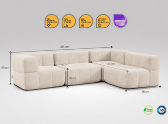 EEAZI modulares Sofa - 2 Eckelementelem, 2 Mittelelemente - beige