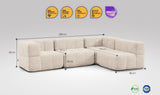 EEAZI modulares Sofa - 2 Eckelementelem, 2 Mittelelemente - beige
