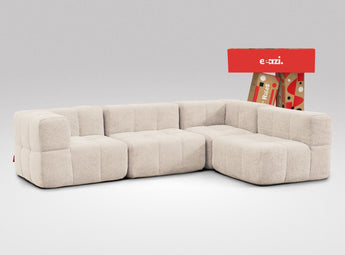 EEAZI modulares Sofa 2 Eckelementelem, 2 Mittelelemente in Kombination, in Beige