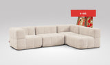 EEAZI modulares Sofa 2 Eckelementelem, 2 Mittelelemente in Kombination, in Beige
