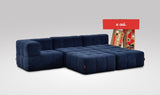 EEAZI modulares Sofa 1 Eckelement, 2 Mittelelemente, 2 Hocker im Set, in blauer Farbe
