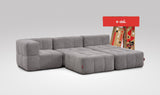 EEAZI modulares Sofa 1 Eckelement, 2 Mittelelemente, 2 Hocker im Set, in grauer Farbe
