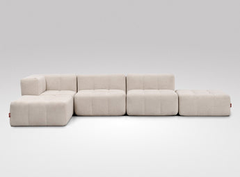 EEAZI modulares Sofa - 1 Eckelement, 2 Mittelelemente, 2 Hocker - beige