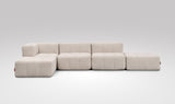 EEAZI modulares Sofa - 1 Eckelement, 2 Mittelelemente, 2 Hocker - beige