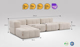 5-teiliges EEAZI Sofa – 1 Eckelement, 2 Mittelelemente, 2 Hocker, in beiger Farbe , Version 1
