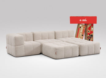 EEAZI modulares Sofa 1 Eckelement, 2 Mittelelemente, 2 Hocker im Set, in Beige