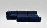 EEAZI modulares Sofa - 1 Eckelement, 2 Mittelelemente, 2 Hocker - blau