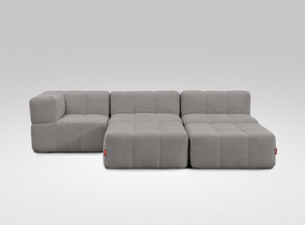 EEAZI modulares Sofa - 1 Eckelement, 2 Mittelelemente, 2 Hocker - grau