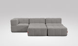 EEAZI modulares Sofa - 1 Eckelement, 2 Mittelelemente, 2 Hocker - grau
