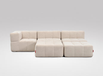 EEAZI modulares Sofa - 1 Eckelement, 2 Mittelelemente, 2 Hocker - beige