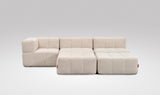 EEAZI modulares Sofa - 1 Eckelement, 2 Mittelelemente, 2 Hocker - beige
