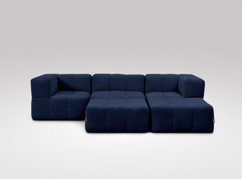 EEAZI modulares Sofa - 2 Eckelementelem, 1 Mittelelement, 2 Hocker - blau