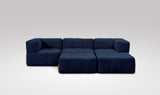 EEAZI modulares Sofa - 2 Eckelementelem, 1 Mittelelement, 2 Hocker - blau