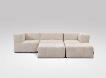 EEAZI modulares Sofa - 2 Eckelementelem, 1 Mittelelement, 2 Hocker - beige