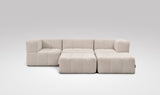 EEAZI modulares Sofa - 2 Eckelementelem, 1 Mittelelement, 2 Hocker - beige