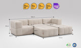 5-teiliges EEAZI Sofa – 2 Eckelement, 1 Mittelelement, 2 Hocker, in beiger Farbe , Version 2