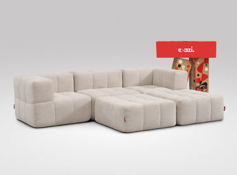 EEAZI modulares Sofa 2 Eckelementelem, 1 Mittelelement, 2 Hocker im Set, in Beige