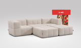 EEAZI modulares Sofa 2 Eckelementelem, 1 Mittelelement, 2 Hocker im Set, in Beige