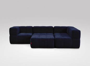 EEAZI modulares Sofa - 2 Eckelementelem, 2 Mittelelemente, 1 Hocker - blau