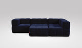 EEAZI modulares Sofa - 2 Eckelementelem, 2 Mittelelemente, 1 Hocker - blau