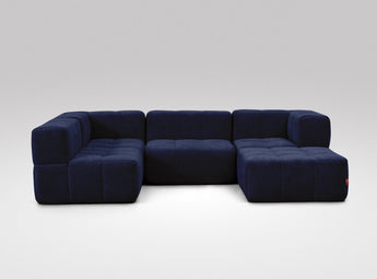 EEAZI modulares Sofa - 2 Eckelementelem, 2 Mittelelemente, 1 Hocker - blau