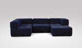 EEAZI modulares Sofa - 2 Eckelementelem, 2 Mittelelemente, 1 Hocker - blau