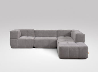 EEAZI modulares Sofa - 2 Eckelementelem, 2 Mittelelemente, 1 Hocker - grau