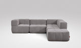 EEAZI modulares Sofa - 2 Eckelementelem, 2 Mittelelemente, 1 Hocker - grau