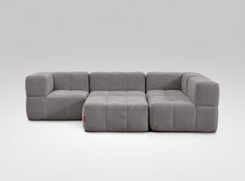 EEAZI modulares Sofa - 2 Eckelementelem, 2 Mittelelemente, 1 Hocker - grau