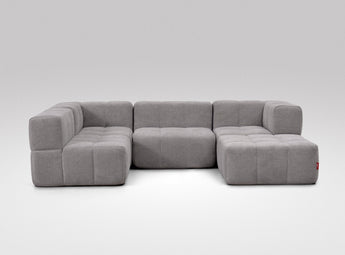 EEAZI modulares Sofa - 2 Eckelementelem, 2 Mittelelemente, 1 Hocker - grau