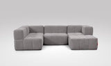 EEAZI modulares Sofa - 2 Eckelementelem, 2 Mittelelemente, 1 Hocker - grau