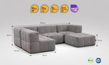 5-teiliges EEAZI Sofa – 2 Eckelement, 2 Mittelelemente, 1 Hocker, in grauer Farbe, Version 3