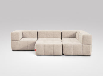 EEAZI modulares Sofa - 2 Eckelementelem, 2 Mittelelemente, 1 Hocker - beige