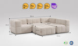 5-teiliges EEAZI Sofa – 2 Eckelement, 2 Mittelelemente, 1 Hocker, in beiger Farbe , Version 2